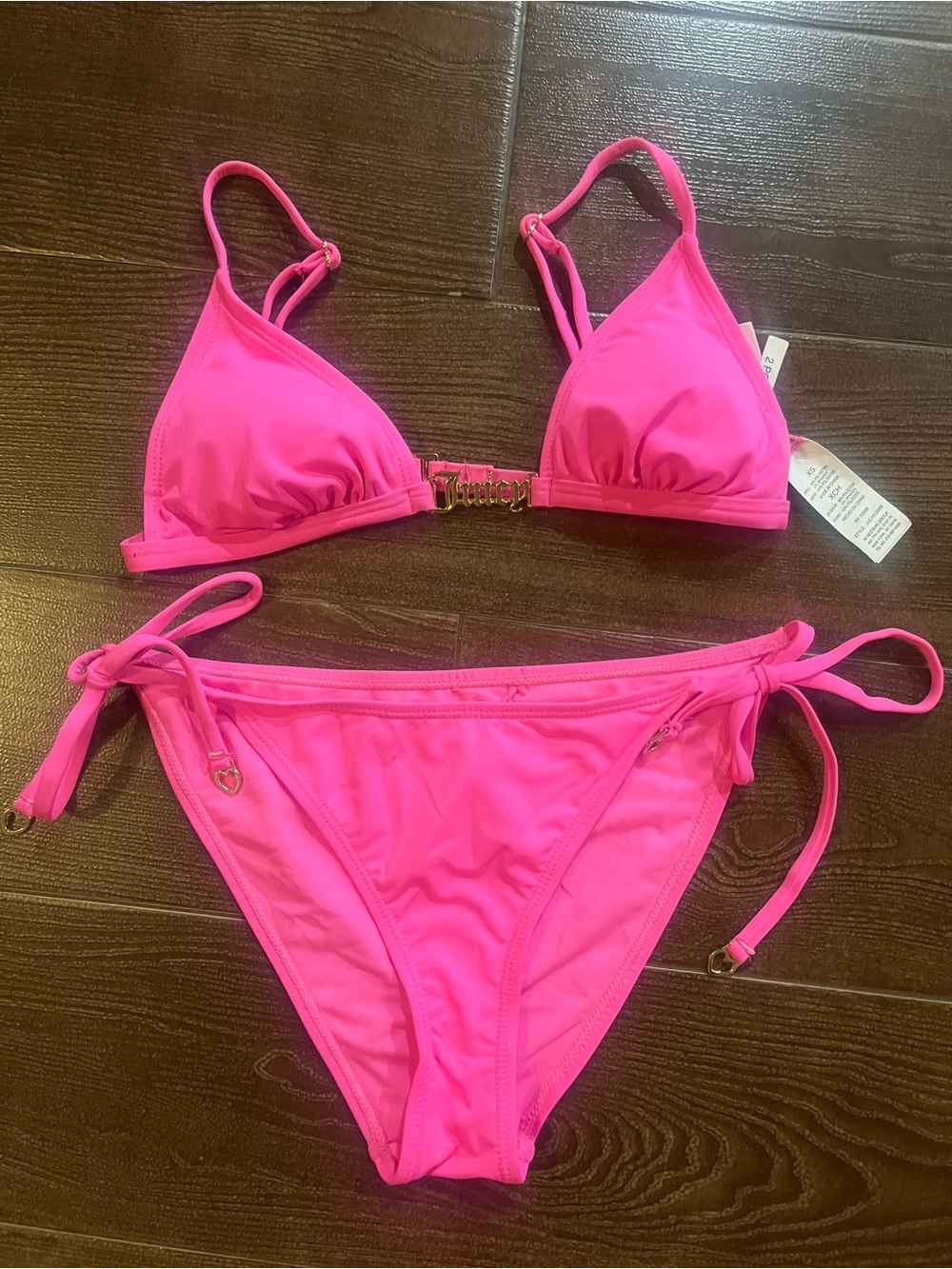 Juicy Couture Hot Pink Logo Hardware Bikini Set